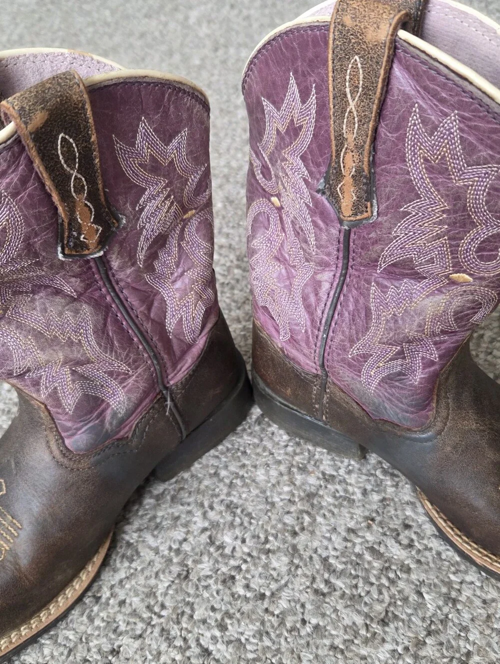 Ariat 'Tombstone' Boots Youth Kids Size 1 Square Toe Cowboy Western Plum Purple